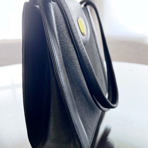 Kismet Genuine Stingray Leather Satchel Shoulder Handbag Black Thailand NEW - Picture 2 of 10